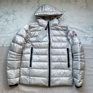 Canada Goose Men's Silver Puffer Jacket with Hood